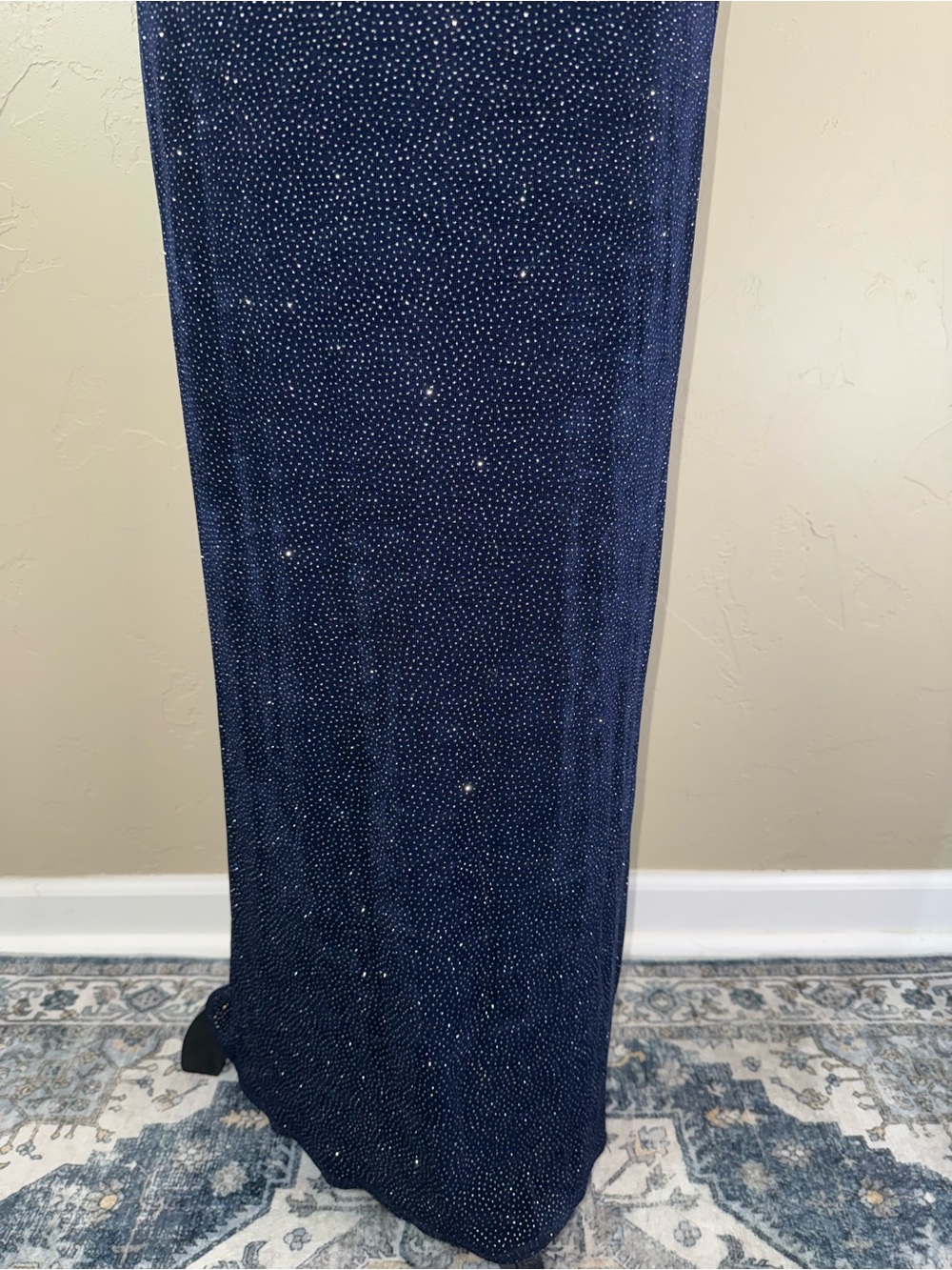 Jessica McClintock Vintage Gunne Sax Navy Evening‎ Dress Sparkles Cocktail M - Picture 5 of 9
